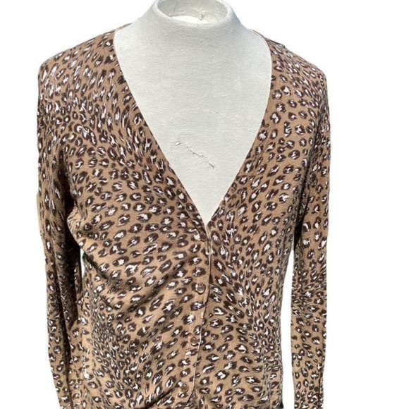Pure?Alfred Sung animal print cardigan sweater large.  0501 - Picture 2 of 7
